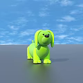 Cute Green Dachshund Stuffed Toy Dog With Black Nose And Eyes
