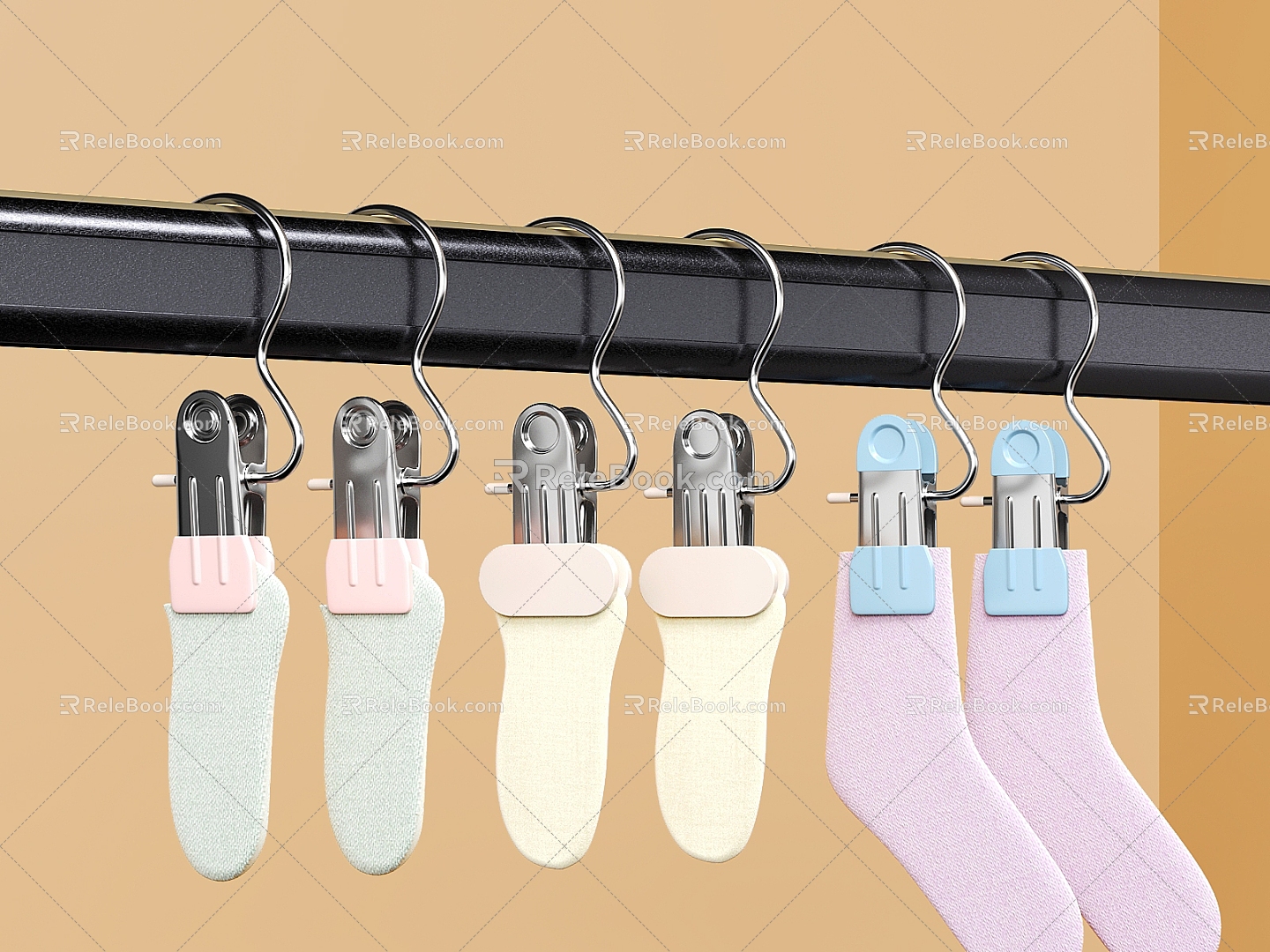 Modern Clothes Pin Hook Hanging Socks Clothes Pin Clip Iron Clip Shirt Clip 3d model