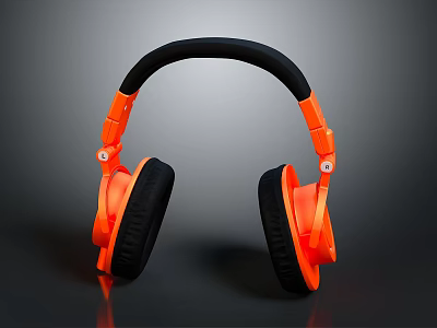 Orange and Black Over Ear Headphones Featuring Comfortable Earpads High Sound Quality Experience 3d model