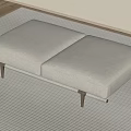 Minimalist Beige Upholstered Ottoman With Wooden Legs In Modern Living Space