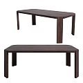 Dark Wooden Dining Table With Simple Design Smooth Tabletop And Sturdy Legs 3d model