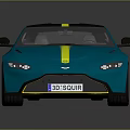 Modern Blue Sports Car Featuring Yellow Stripe And Black Roof Design