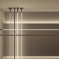 Modern Interior Design With Horizontal Vertical Linear Lights And Metal Frames 3d model