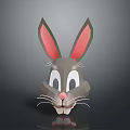 Polygonal Origami Rabbit Head With Large Pink Inner Ears White Eyes And Whiskers