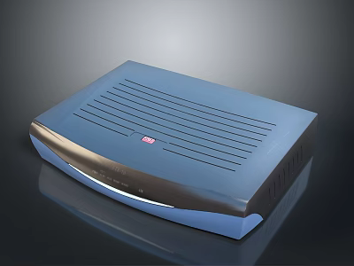 Modern Blue Electronic Device With Rectangular Design Red Indicator And Ventilation Slots 3d model