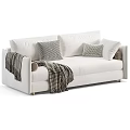 Gray And White Sofa Design With Striped Blankets Pillows And Decorative Balls