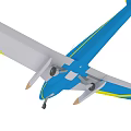 Blue Yellow White Model Airplane With Sleek Wings And Transparent Cockpit