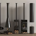 Modern Black Fireplaces With Different Designs Wood And Chimney For Interior Decor