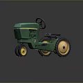 Vintage Green Toy Tractor With Black Steering Wheel And Yellow Wheels
