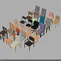 Furniture Collection Of Diverse Colored Chairs And Stools With Various Styles