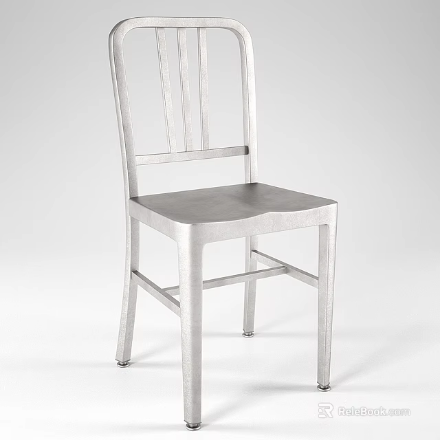 Modern Single Chair With Sleek Metal Frame And Minimalist Design Structure 3d model 