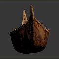 Traditional Wooden Watercraft With Classic Canoe Shape And Interior Wooden Seats