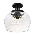 Modern Ceiling Light Featuring Black Base Transparent Glass Shade And Decorative Bulbs 3d model
