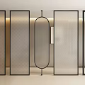 Modern Decorative Room Dividers With Metal Frames Perforated Panels And Geometric Patterns 3d model