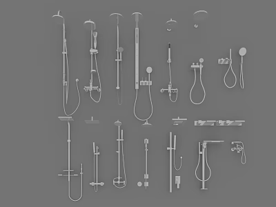 Modern Shower Head Designs With Handheld Overhead And Wall Mount Options 3d model
