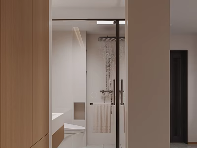 Modern Simple Living And Dining Room With Warm Neutral Tones And Elegant Comfortable Interior Design 3d model