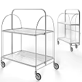 Sturdy Metal Rolling Utility Carts with Two Tier Wire Mesh Shelves and Movable Wheels 3d model