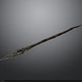 Ancient Decorative Weapon With Intricate Carved Long Handle And Sharp Spearhead
