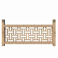 Traditional Chinese Wooden Railing Featuring Intricate Carved Lattice Pattern And Post Rail Structure