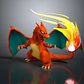 Orange Scaled Dragon With Green Wings And Sharp Claws Breathing Fiery Flame 3d model