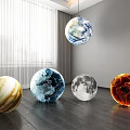 Planetary Themed Decorative Lights With Sphere Design For Indoor Decoration Featuring Earth Jupiter Moon And Mars