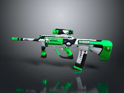 Green And White Toy Gun Design With Scope Grip And Modern Details 3d model