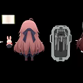 Anime Style Game Movie Characters In Maid And School Uniforms With Rabbit Plush Accessories