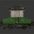 Green Vintage Tram Car Model Featuring Wooden Structure Metal Parts Overhead Wire And Body Emblem