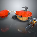 Red Mechanical Creature Character Featuring Tracks Saw And Mechanical Parts 3d model