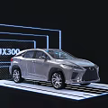 Lexus UX300 Silver SUV on Modern Display Platform with Blue Lighting 3d model