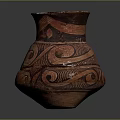 Traditional Artisan Crafted Red Ceramic Sculpture With Intricate Spiral Wave Carvings