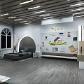Modern Specialty Store Interior With White Sofa Black And White Art And Green Plants