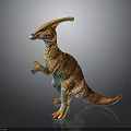 Vibrant Standing Dinosaur Model With Colorful Stripes Long Crest And Reflective Base