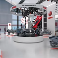 YAMAHA Exhibition Booth With Modern Red White Design And Motorcycles