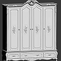 Elegant White Vintage Wardrobe With Ornate Carved Patterns And Drawer Storage Design