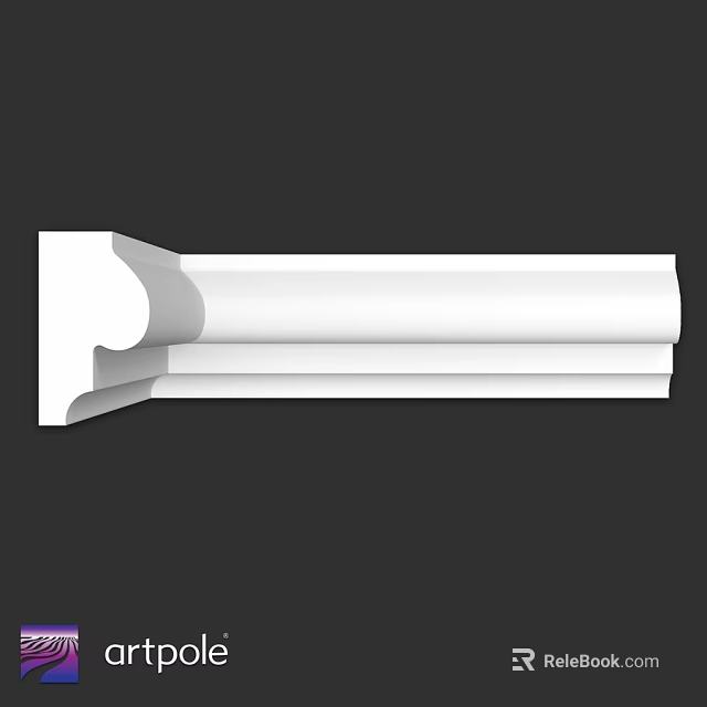 Elegant White Decorative Molding Component With Smooth Surface For Interior Design 3d model 