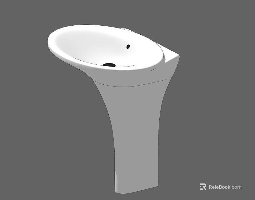 White Pedestal Washbasin With Simple Modern Design And Smooth Surface 3d model 