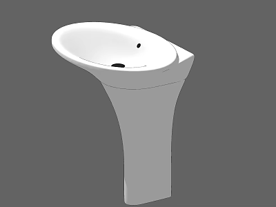 White Pedestal Washbasin With Simple Modern Design And Smooth Surface 3d model