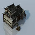 Traditional Chinese Wooden Swing Door For Ancient Style Residential Building With Tile Roof