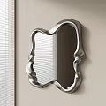 Modern Irregular Shaped Silver Frame Mirror Wall Mounted With Blinds Background 3d model