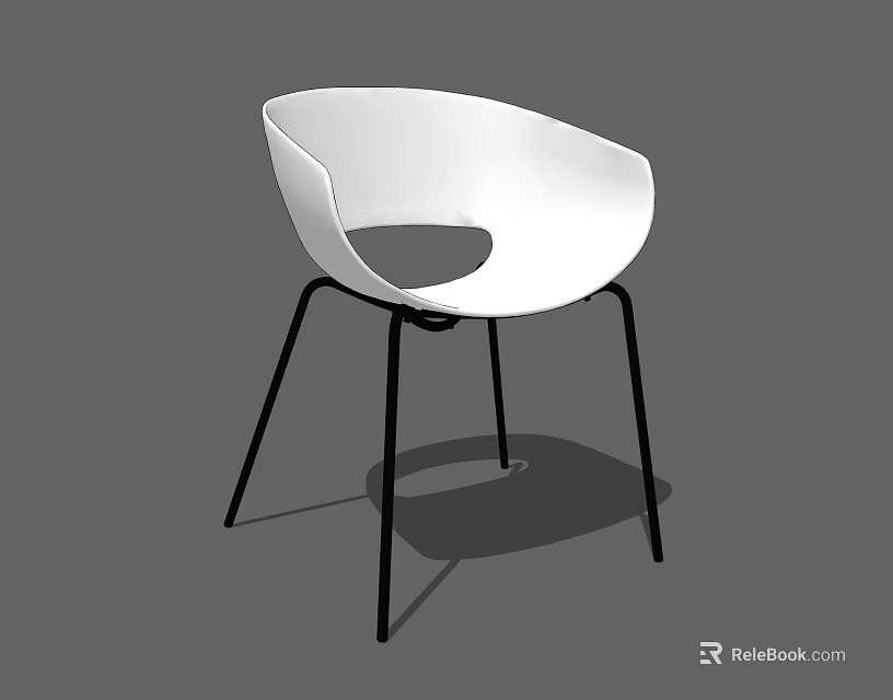 Modern White Office Chair With Sleek Design And Black Metal Legs 3d model 