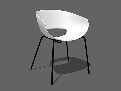 Modern White Office Chair With Sleek Design And Black Metal Legs 3d model