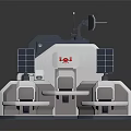 Modern Scientific Equipment With Solar Panels Satellite Dish And Modular Platforms 3d model