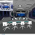 Modern Monitoring Room With Multiple Control Desks And Digital Data Displays