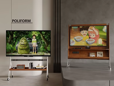 Modern TV Stands With Wooden Storage Metal Legs TV And Photo Frames 3d model