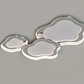 Modern Cloud Shaped Ceiling Light With Silver Frame And White Shade Design 3d model