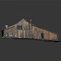 Old Wooden House with Tin Roof Wooden Structure Door And Windows on Dirt Ground