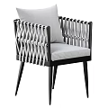 Stylish Modern Lounge Chair With Woven Armrests Gray Cushion And Black Frame