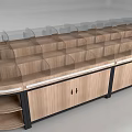 Wooden Display Shelf With Transparent Covers Multiple Layers And Bottom Cabinets For Merchandise