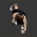 Man in Black Sportswear with Boxing Gloves Ready to Box in Gray Background